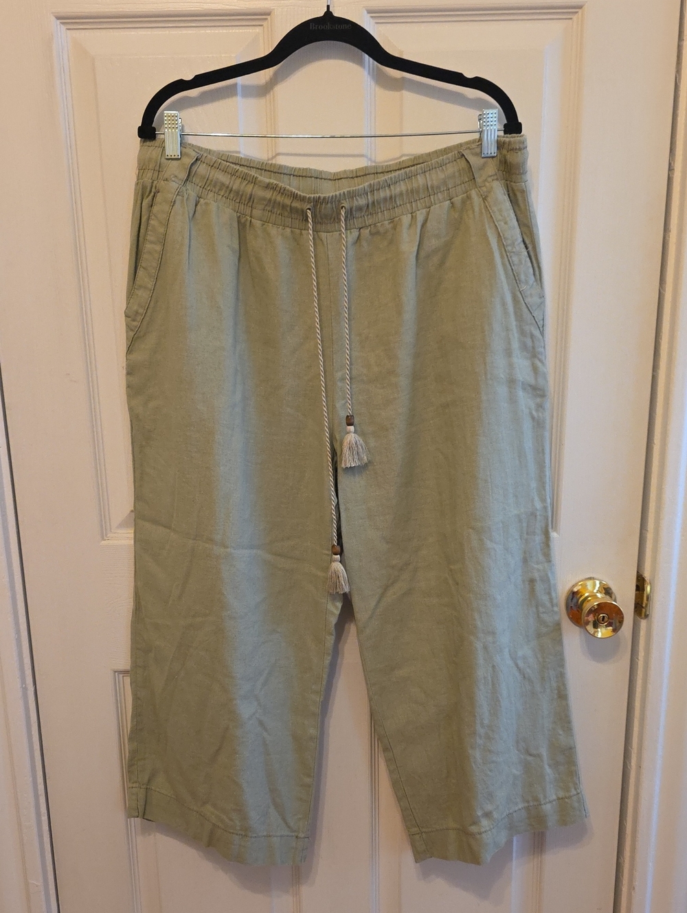Linen Blend Crop Pull On Pant 1X Westbound Dillards Sage
